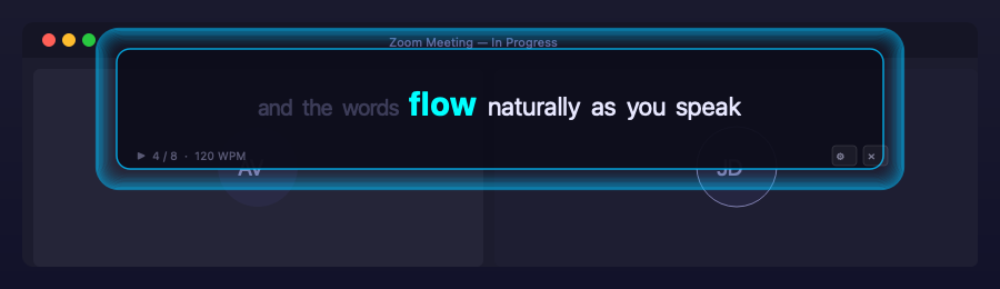Teleprompter floating over a video call